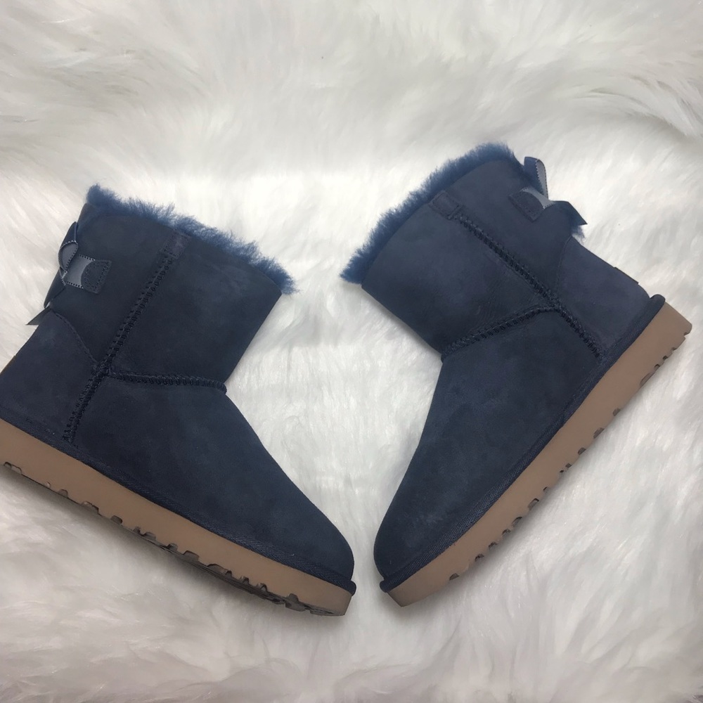 UGG Mini Bailey Bow II Shimmer Navy Boots Women's